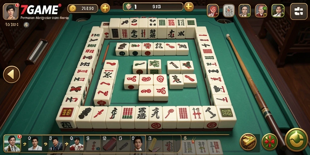 Screenshot gameplay menampilkan suasana seru permainan Mahjong di 7GAME.