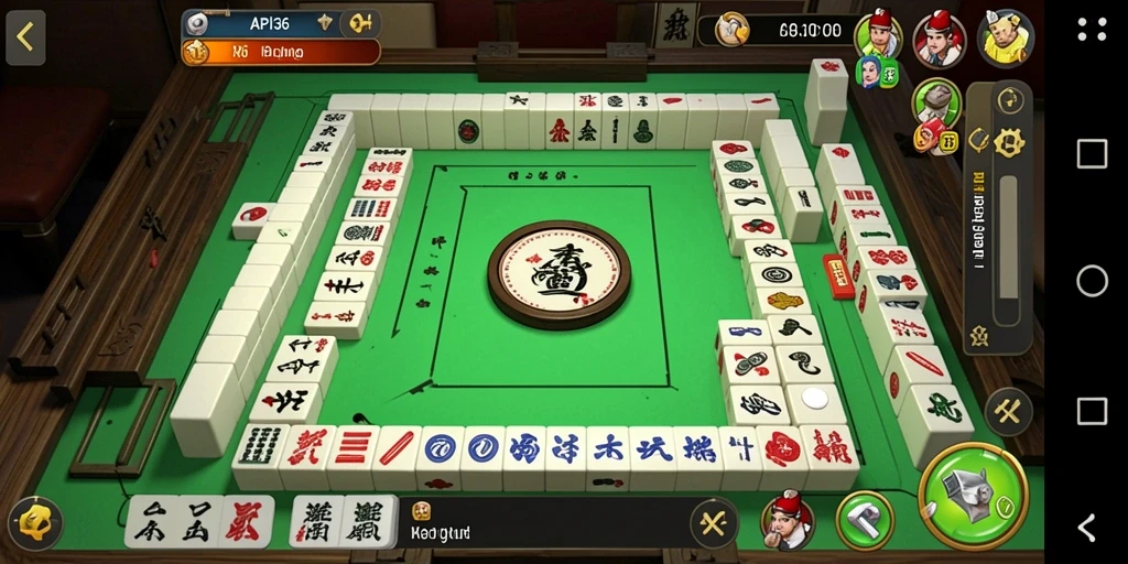Tampilan gameplay API36 dengan ubin Mahjong yang berwarna-warni.