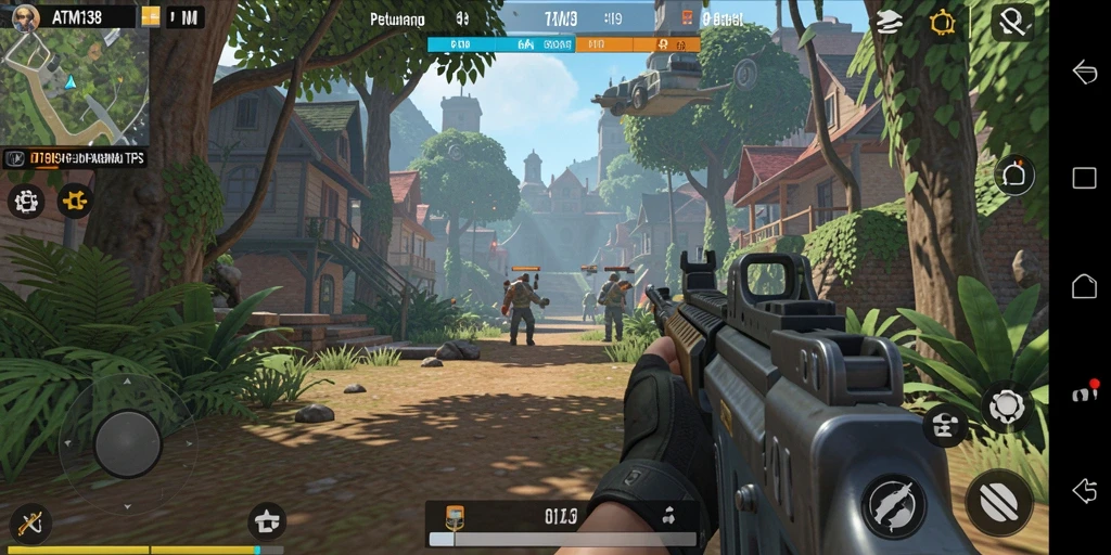 Tangkapan layar utama dari gameplay seru ATM138 dalam mode TPS.