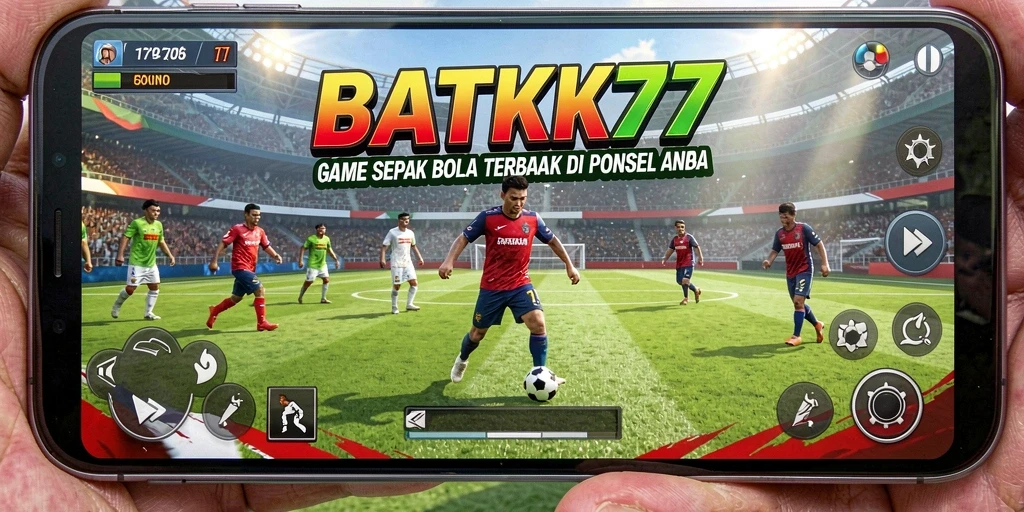 Tangkapan layar utama BATIK77 menampilkan aksi mendebarkan di lapangan sepak bola.