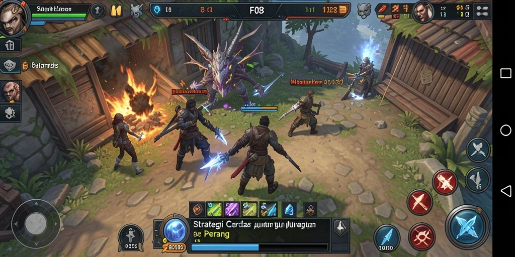 Tampilan strategis penuh aksi dari gameplay F08 yang mendebarkan.