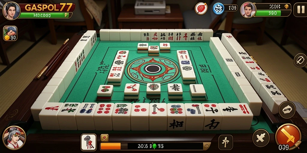 Tampilan menarik dari gameplay Mahjong yang seru di GASPOL77.