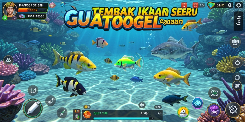 Screenshot utama GUATOGEL menampilkan aksi seru dalam Tembak Ikan.