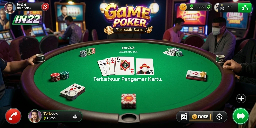 Tampilan permainan Poker yang menarik dan interaktif di IN22.