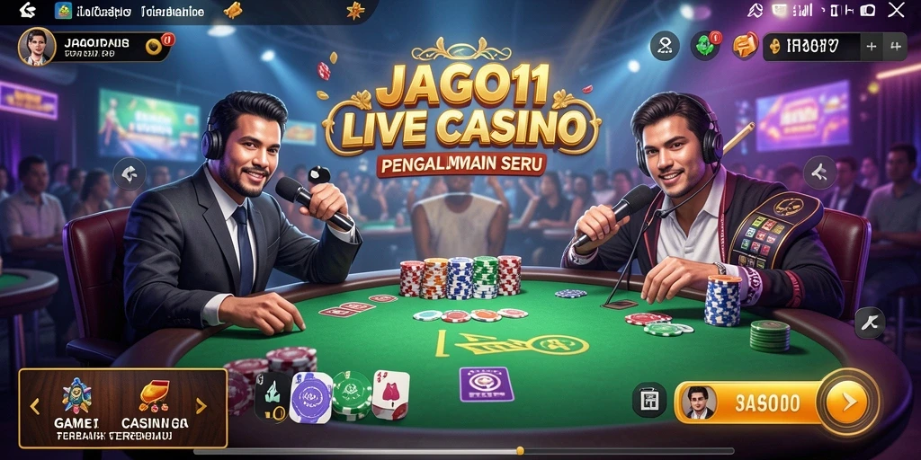 Screenshot gameplay JAGO11 menampilkan suasana Live Casino yang mendebarkan.