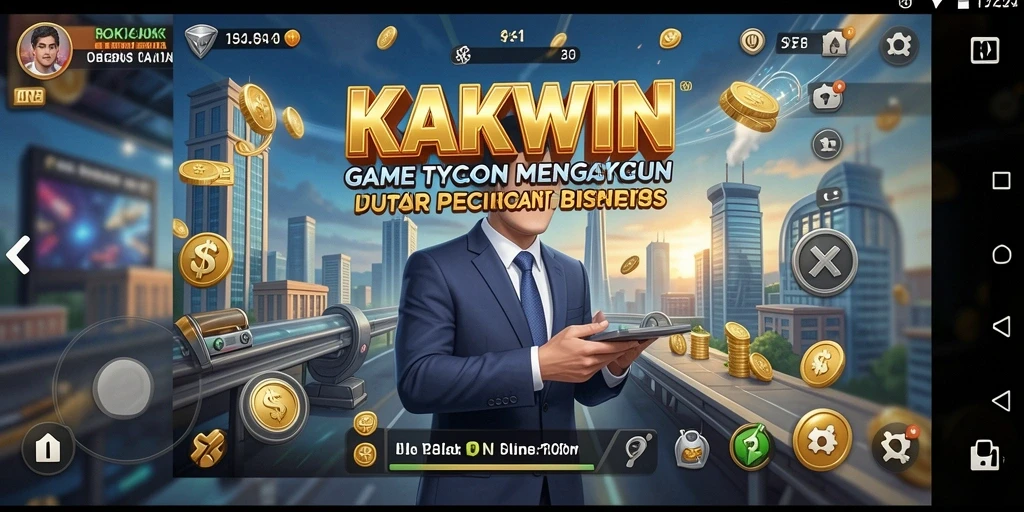 Screenshot gameplay KAKWIN menunjukkan pengalaman Tycoon yang mendalam.