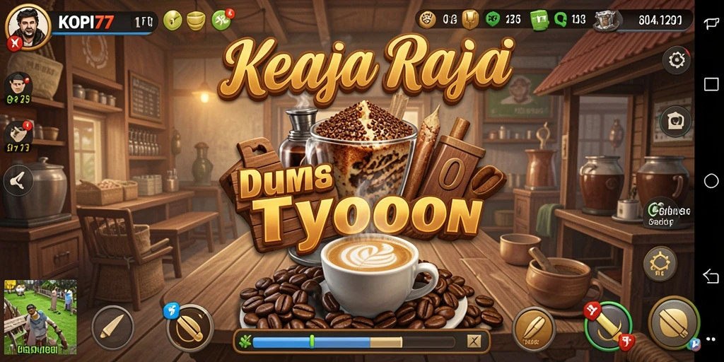 Screenshot gameplay KOPI77 dengan tampilan kedai kopi yang menarik.