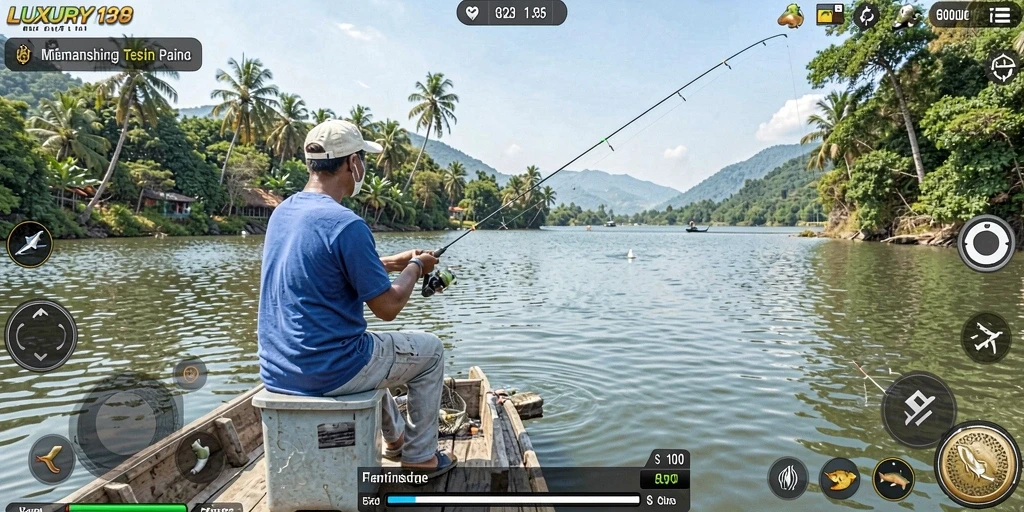 Screenshot gameplay LUXURY138 yang menampilkan pengalaman memancing realistis.