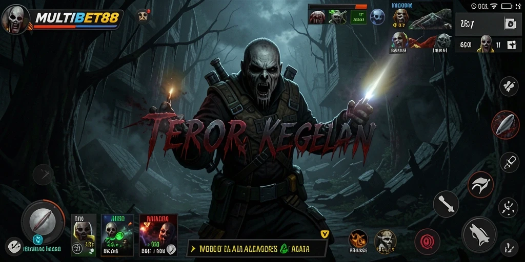 Screenshot permainan MULTIBET88 menampilkan suasana horror yang mencekam.