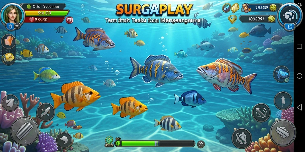 Tangkapan layar mendebarkan dari gameplay Tembak Ikan SURGAPLAY.