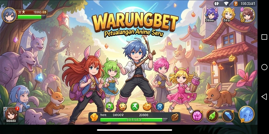 Tampilan gameplay yang menarik dari WARUNGBET dengan karakter anime.